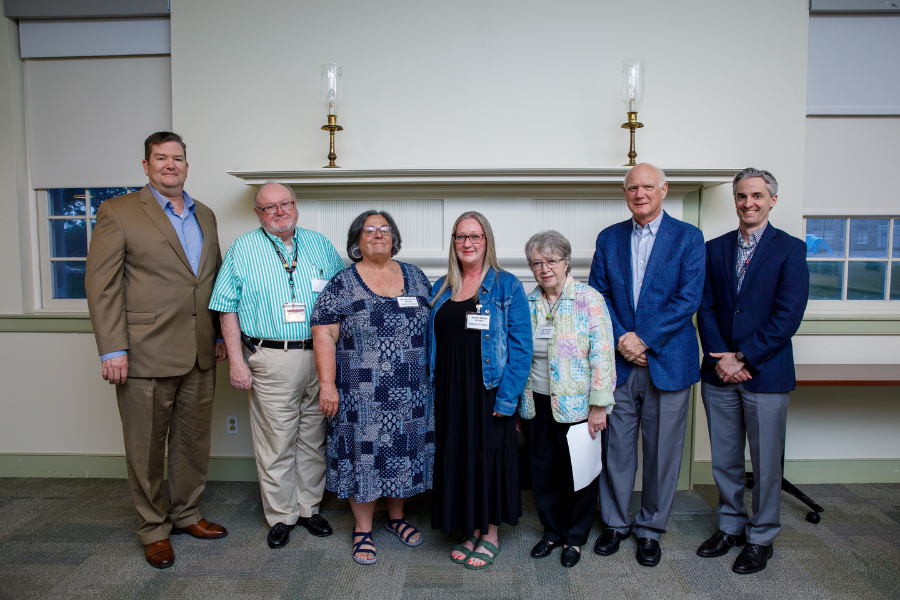 (From left) James Hazlett, MSN, RN, NE-BC; James Fitzgerald; Susan Gueye, Executive Director, Upper Moreland Youth and Drug Council; Elly Reinhardt; Martin Ogletree; and Michael McCormick.